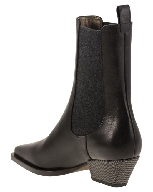 Brunello Cucinelli Black Pointed Toe Ankle Boots