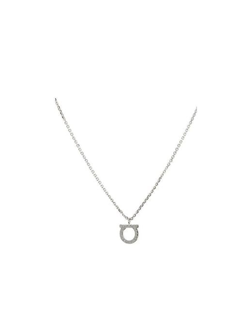Ferragamo White Ferragamo Iconic Gancini Necklace