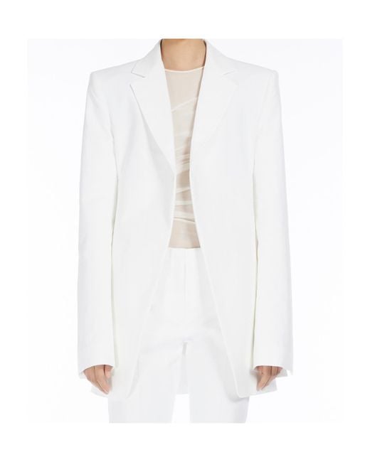 Sportmax White Aster Single-Breasted Long-Sleeved Jacket