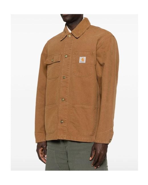 Carhartt Brown Logo Patch Michigan Coat for men