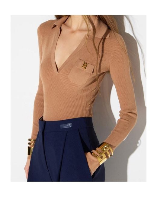 Elisabetta Franchi White Knit Bodysuit With Openwork Embroideries