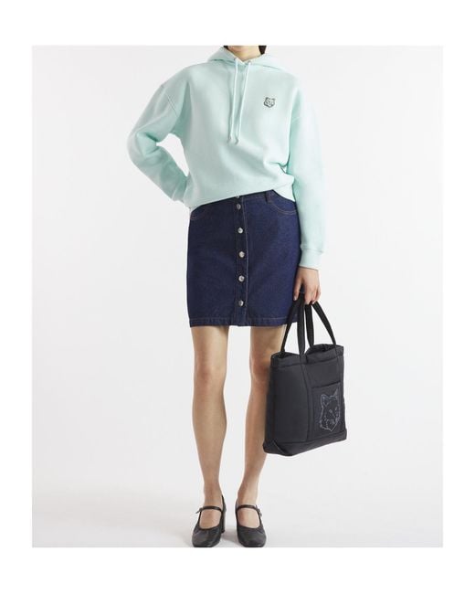 Maison Kitsuné Blue Maison Kitsuné Bold Fox Head Patch Drawstring Hoodie