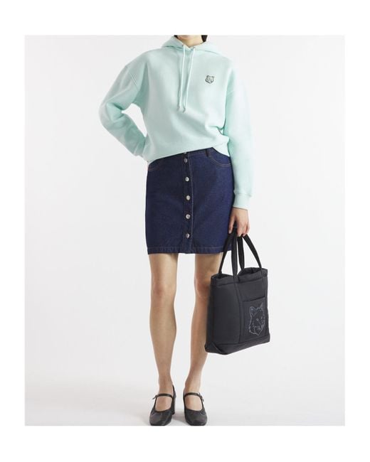 Maison Kitsuné Blue Maison Kitsuné Bold Fox Head Patch Drawstring Hoodie