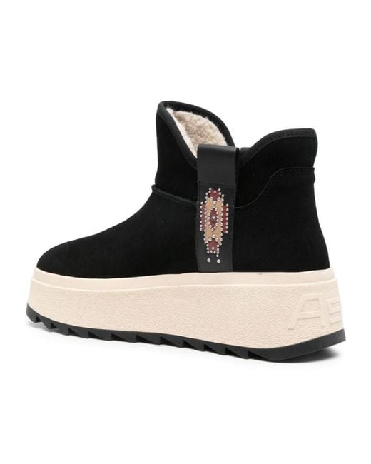 Ash Black Round-Head Short Boots