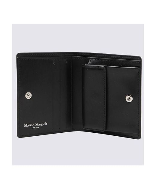 Maison Margiela Black Stitching Detailed Foldover Wallet