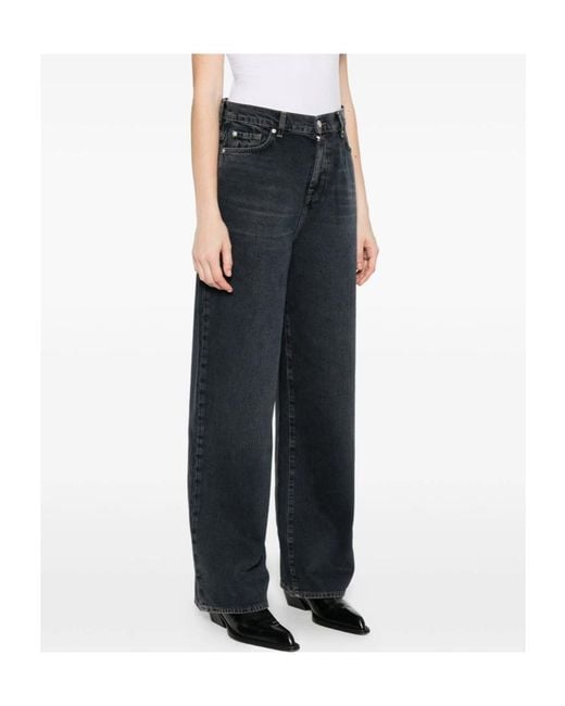 7 For All Mankind Blue Slouchy Straight-Leg Jeans
