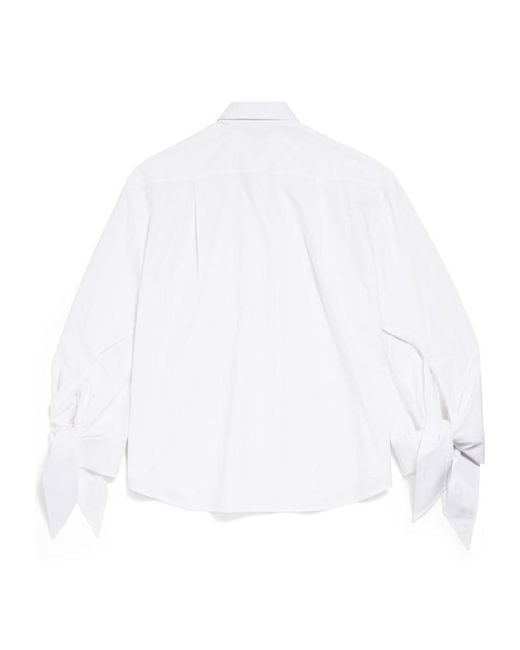 Balenciaga White Knotted Cuff Blouse