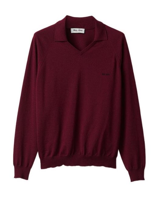Miu Miu Purple Wool Polo Sweater