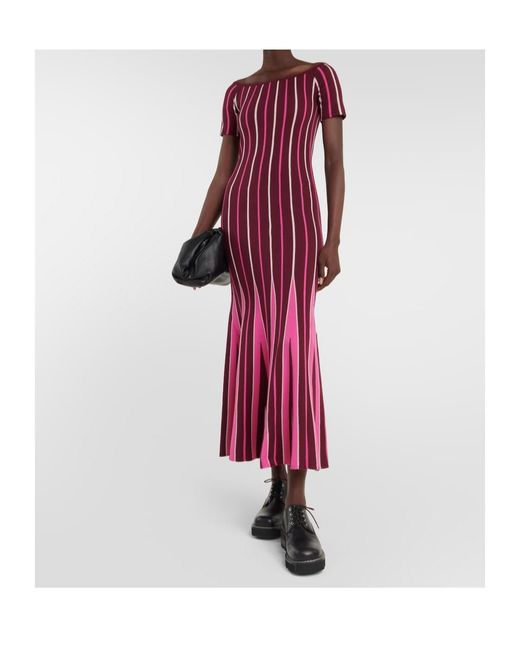 Gabriela Hearst Red Pleated Wool Maxi Dress