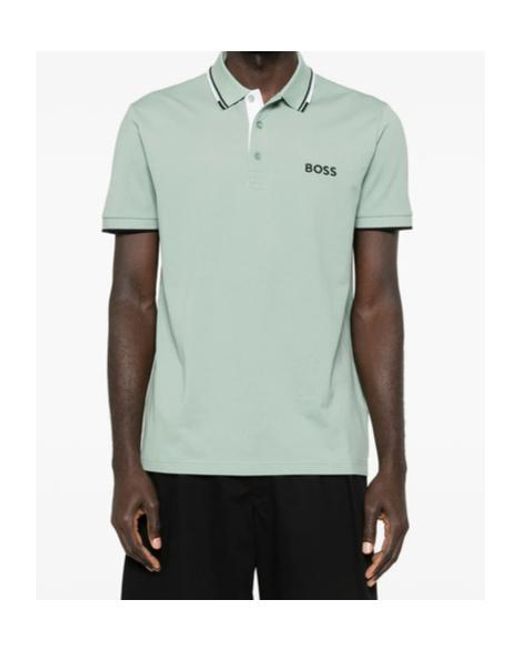 Boss Green Striped-Trim Polo Shirt for men