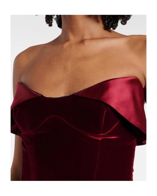 Mugler Red Velvet Trim Mini Dress