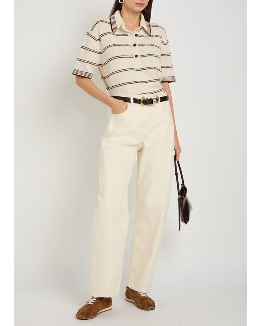 Rohe Natural Striped Cotton Polo Shirt