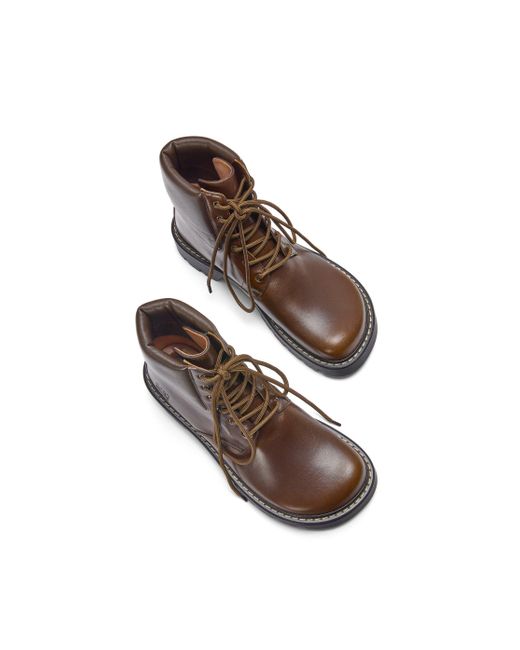 Loewe Brown Sierra Combat Ankle Boot In Vegetable-tanned Calfskin for men