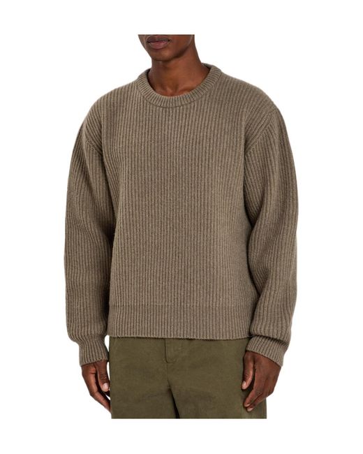 Jil Sander Brown Crew Neck Wool Sweater for men