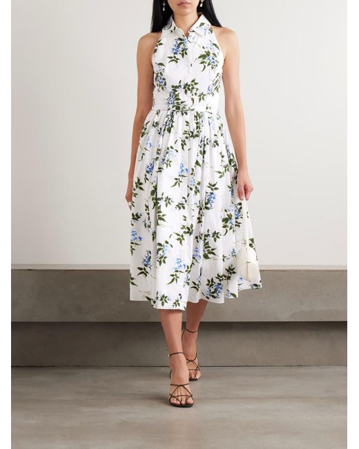 Emilia Wickstead White Floralprint Midi Dress