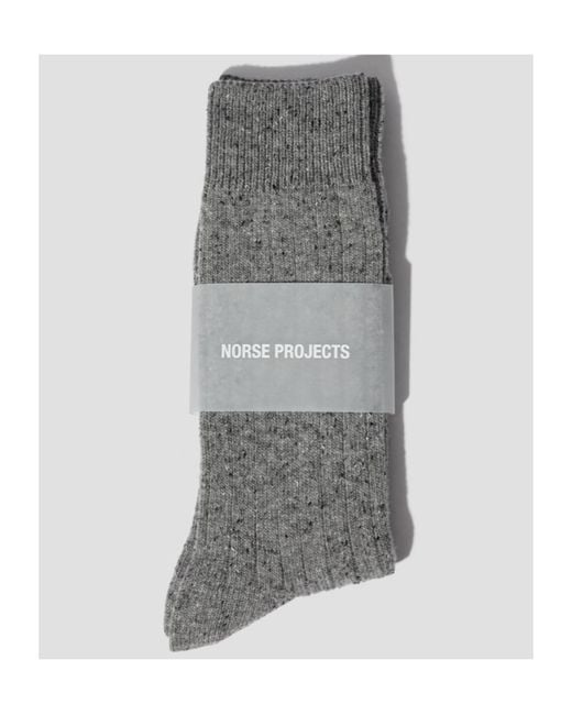 Norse Projects Gray Wool Blend Ribbed Socks for men