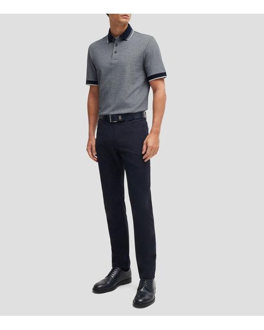 Boss Gray Boss Logo Embroidered Short-Sleeved Polo Shirt for men