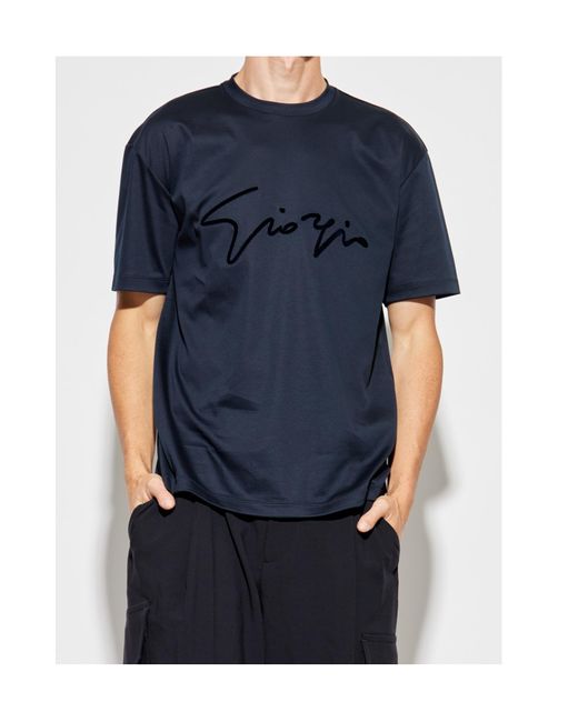 Giorgio Armani Blue Short-Sleeved Crewneck T-Shirt for men