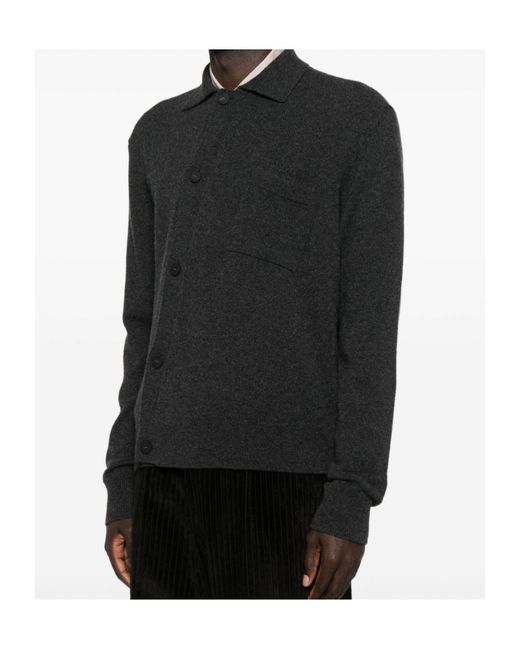 Jacquemus Black Collared Asymmetric Button-Up Jacket for men