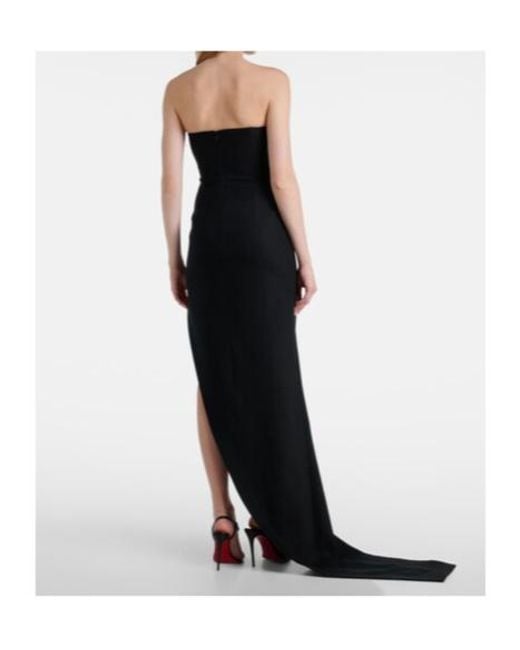 David Koma Black Cutout Asymmetric Wool-Blend Gown