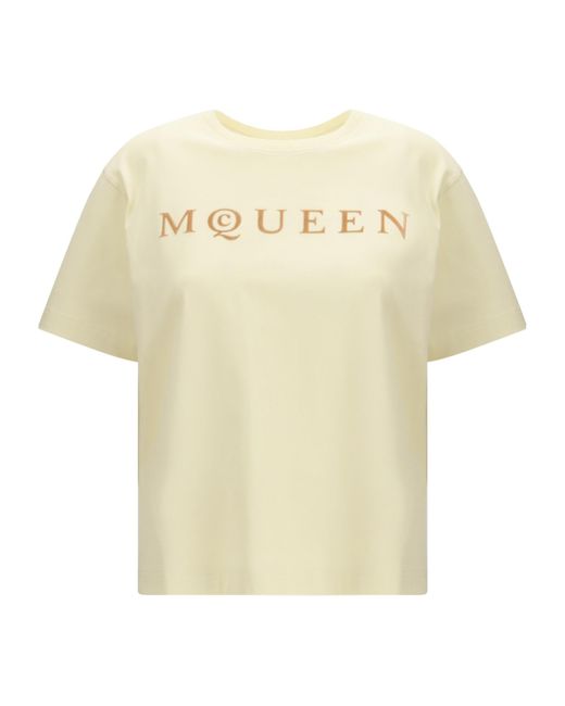 McQueen Natural Logo Printed Crewneck T-Shirt