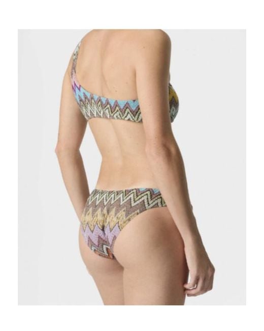 Missoni White Macro Zigzag Pattern One-Shoulder Bikini Set