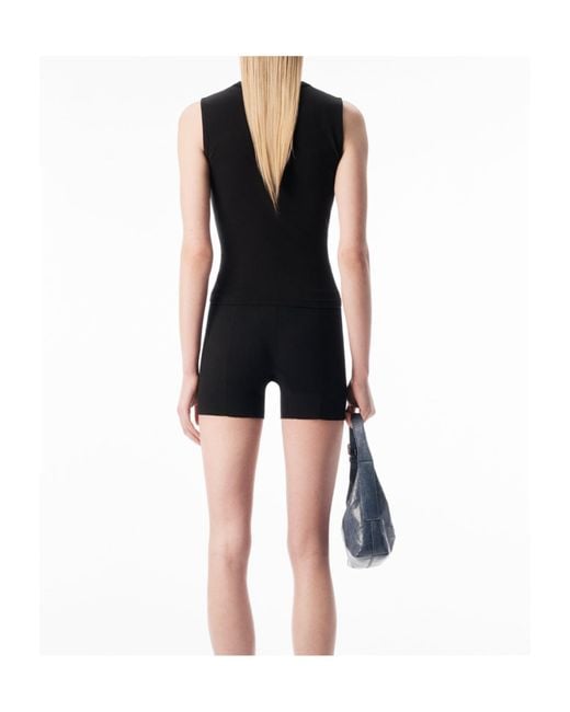 Alexander Wang Black Logo Fitted Tank Top