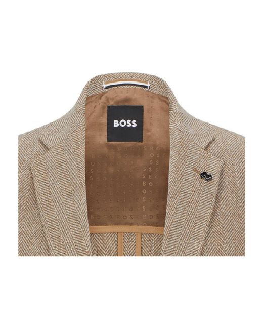 Boss Brown Single-Breasted Blazer for men