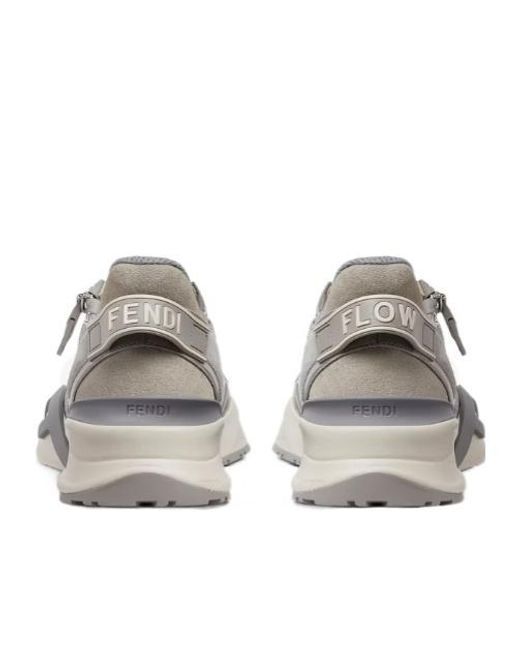Fendi Gray Flow Lace-Up Trainers for men