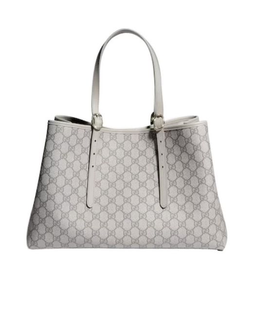 Gucci Gray Gg Emblem Large Tote Bag