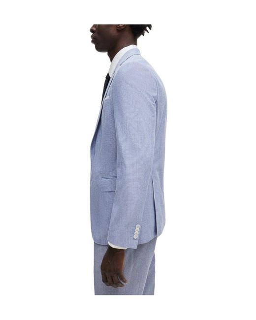 Boss Blue Single-Breasted Blazer for men