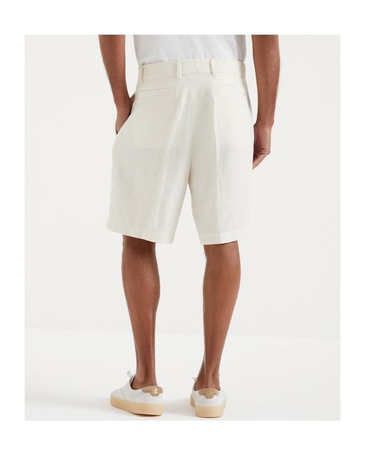 Brunello Cucinelli Natural Mid-Rise Bermuda Shorts for men