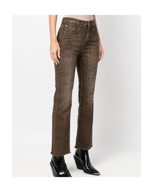 Golden Goose Deluxe Brand Gray Leopard Printed Flared Jeans