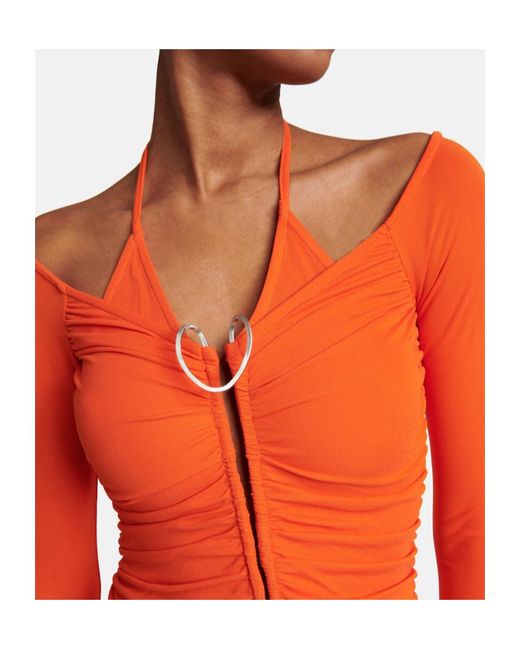 Dion Lee Orange Pleated Ruffle Dress