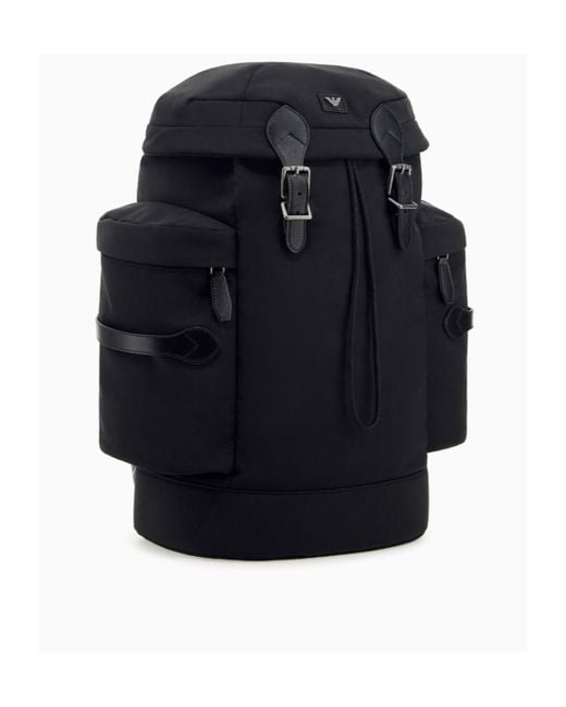 Emporio Armani Blue Logo Appliqué Flap Backpack for men