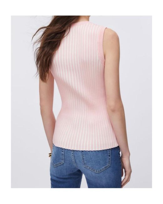 Liu Jo Pink Two-Tone Ribbed Tank Top