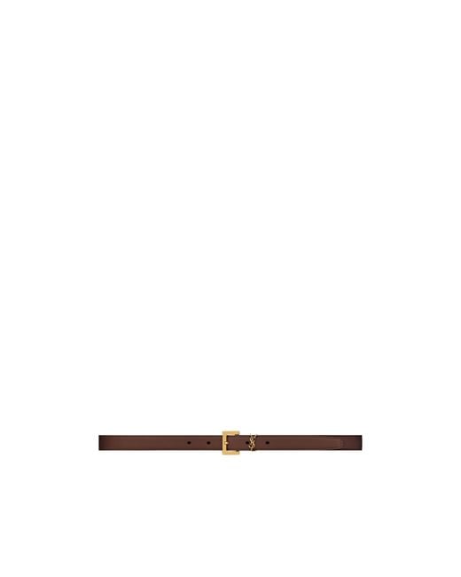 Saint Laurent White Cassandre Thin Belt