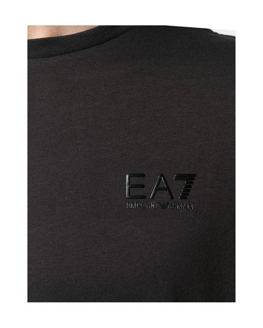 EA7 Black Logo Printed T-Shirt for men