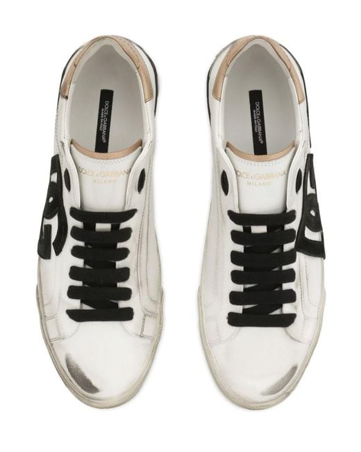 Dolce & Gabbana White And Leather Portofino Vintage Sneakers for men