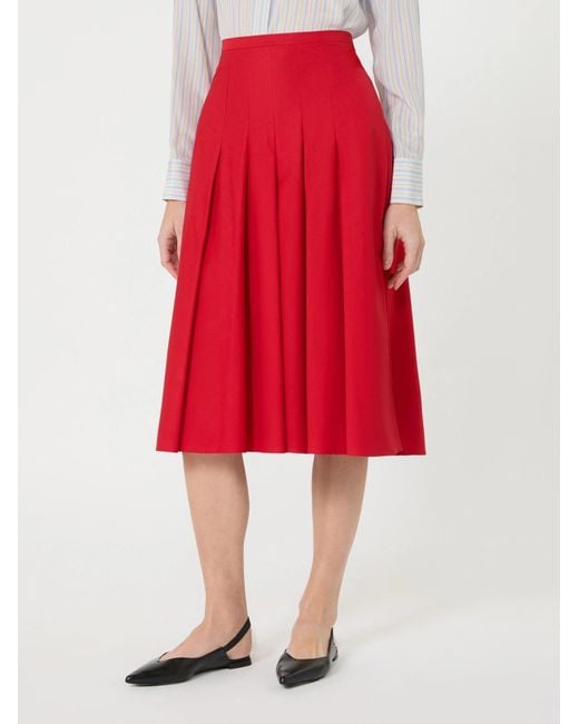Max Mara Red Studio Mstvolume Pleated Midi Skirt