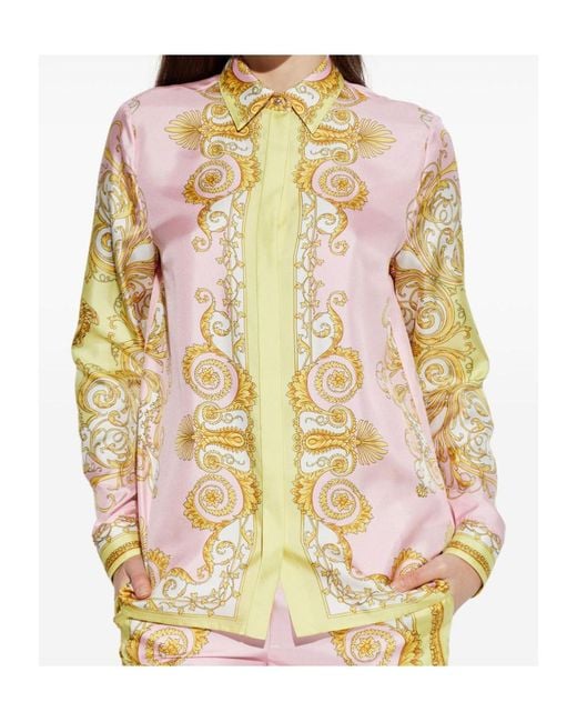 Versace White Pattern-Printed Long-Sleeved Shirt