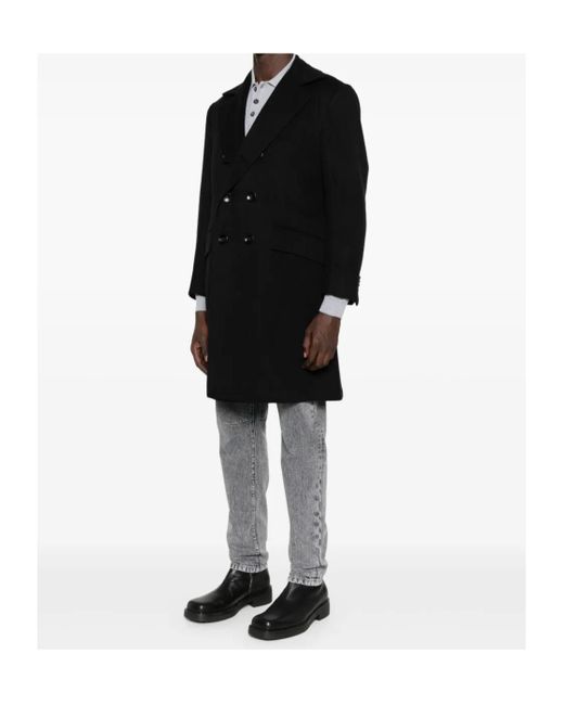 Kiton Black Long-Sleeved Coat for men
