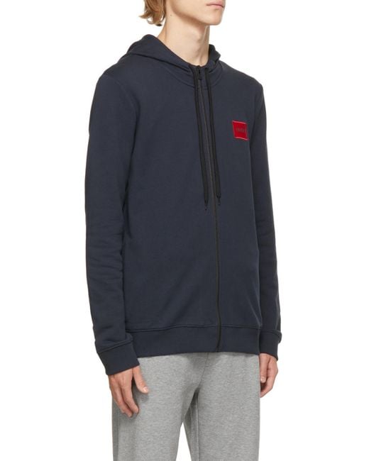 Boss Purple Hugo Logo Embroidered Zipped Hoodie for men