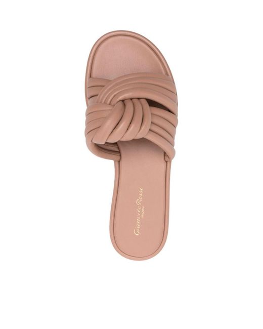 Gianvito Rossi Pink Leather Flat Sandals