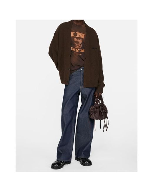 Acne Blue Logo-Patch Wide-Leg Jeans for men