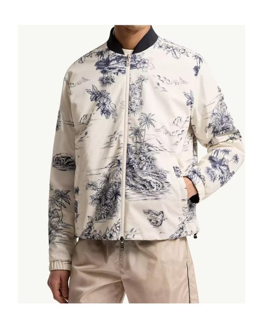 Moncler White Reversible Printed Poplin Jacket for men