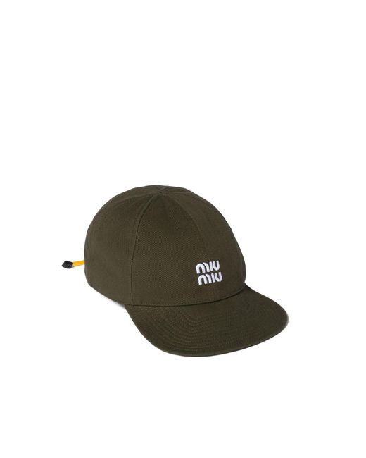 Miu Miu Green Logo Embroidered Baseball Cap