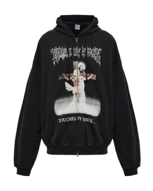 Vetements Black Long-Sleeved Hooded Sweatshirt for men
