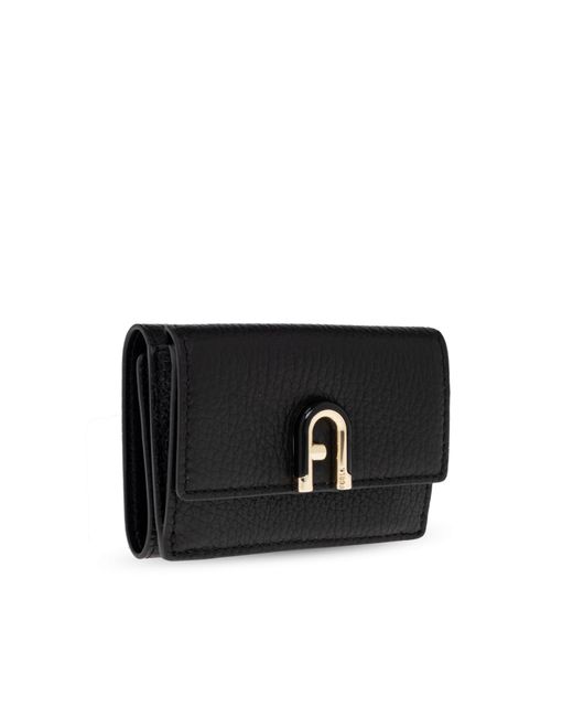 Furla Black Idea Logo Plaque Small Wallet