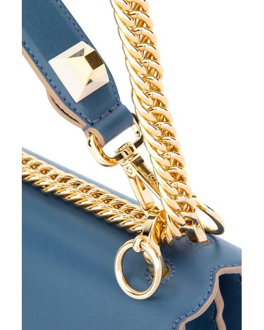Fendi Blue Kan I Scallop-Edged Handbag